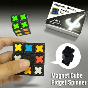 Magnet Cube Fidget Toys Spinner Infinity Cube Transformable Blocks Toys 2x2 8PCS Creative Building Blocks STEAM Toys Ideal birthday Gifts For Kids/Teen/Adult