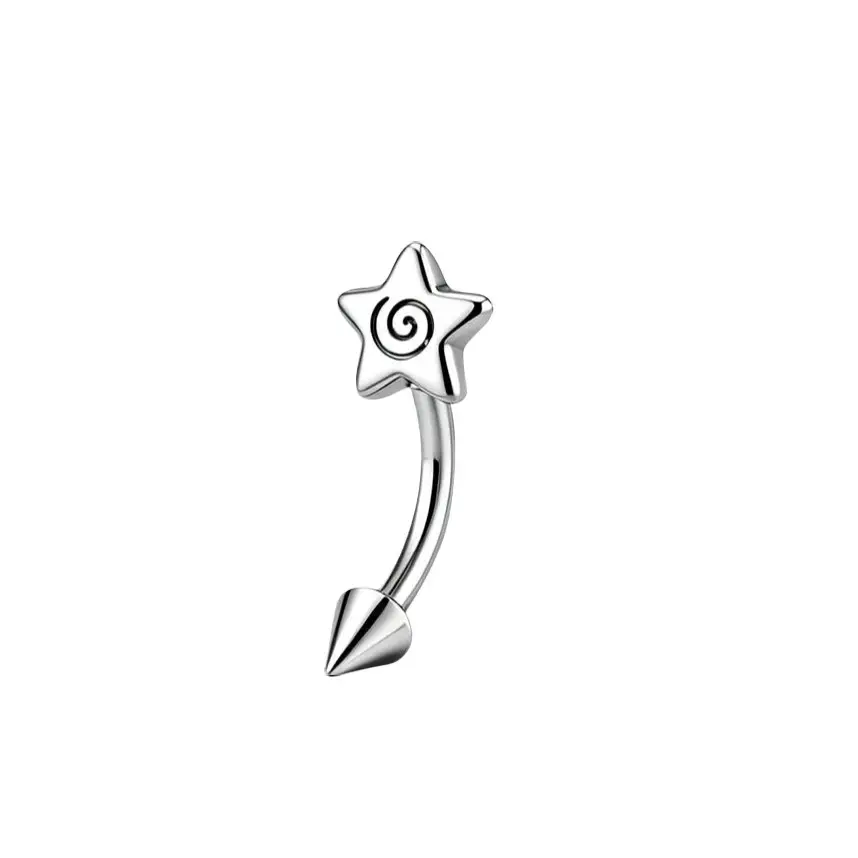Oufer 16G Spiral Star Eyebrow Ring Rook Piercing Vertical Labret Jewelry