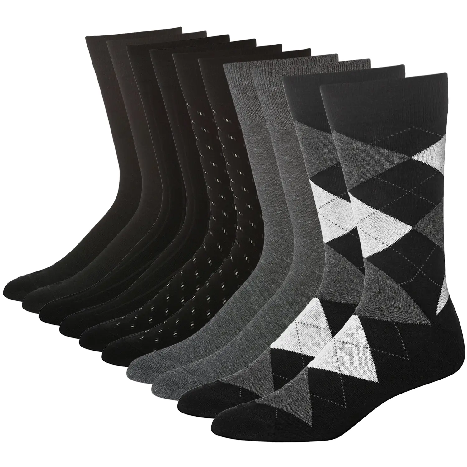 KM Legend Men's Dress Socks Classic Fine Lightweight for Formal and Casual Wear (5 Pair Pack) Fabric Menswear, Soft Long