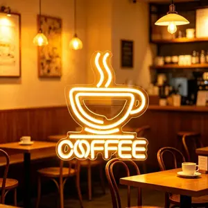 Coffee Cup Design LED Neon Light, USB Powered with On-Off Switch, Led Decoration Lamp for Cafe, Bookstore, Home, Kitchen, Office