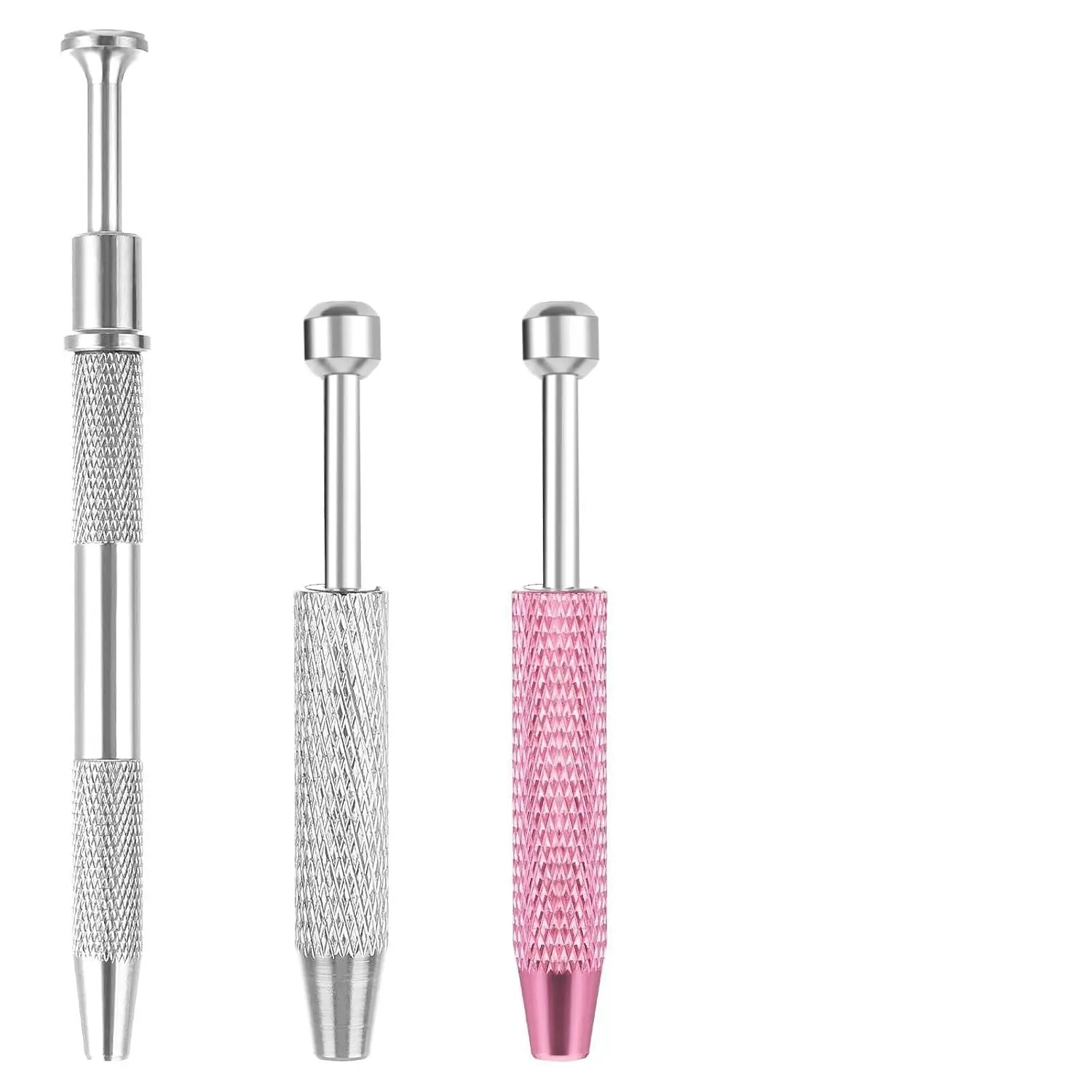 3 PCS Piercing Ball Tool Kit, Stainless Flat Back Earrings Applicator 2 Size Jewelry Tool for Ear Nose Lip Body Changing Jewelry