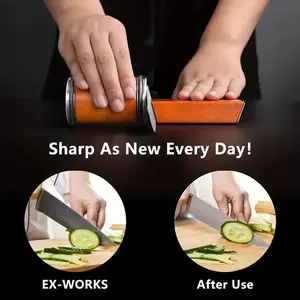 Rolling Knife Sharpener - Kitchen Knife Sharpener- Easy Knife Sharpening Kit - Knife Sharpener Roller with Magnetic Holder with 15 & 20 Degrees / 5 angles