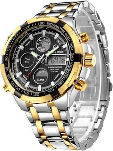 Luxury Multifunctional Business Watch, Waterproof, Timer, Alarm, Multiple Time Zones, Men's Electronic Quartz Watch, Round Analog Face, Chronograph Quartz Watch, Quartz Analog Wristwatch, Analog Quartz Watches