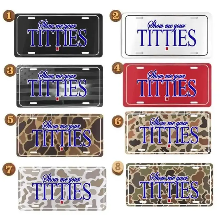 [Funny, Humor & Novelty Vibe] "Show Me Your Titties" License Plate Frame, Humor Car Accessory, Novelty License Plate Cover, Gag Gift Car Decor