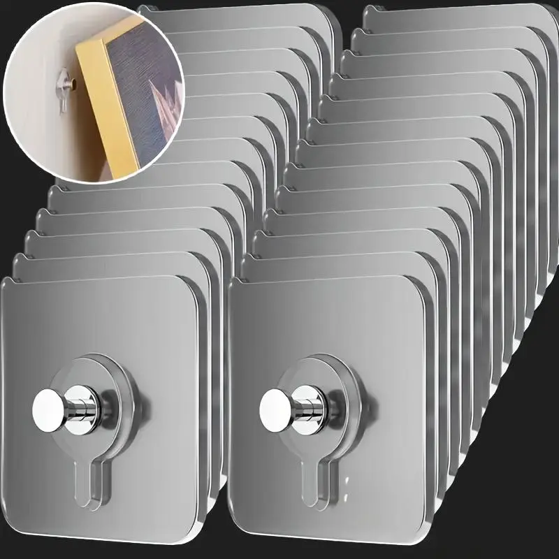 10/30pcs Heavy-Duty Self-Adhesive Wall Hooks, No Nails or Drilling Required,Space-Saving Storage Hooks, Peel-and-Stick Picture Hooks, Damage-Free Adhesive Hooks for Hanging Items, Suitable for Kitchen, Bathroom, Picture Frames
