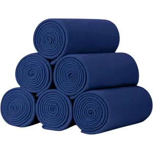 Fleece Blanket Bulk Pack of 6 Cozy Fleece Throw Blankets 50x60 Warm Soft Lightweight Breathable Pet-Friendly for Decorative Bed Sofa Wedding Gifts Camping (Navy)