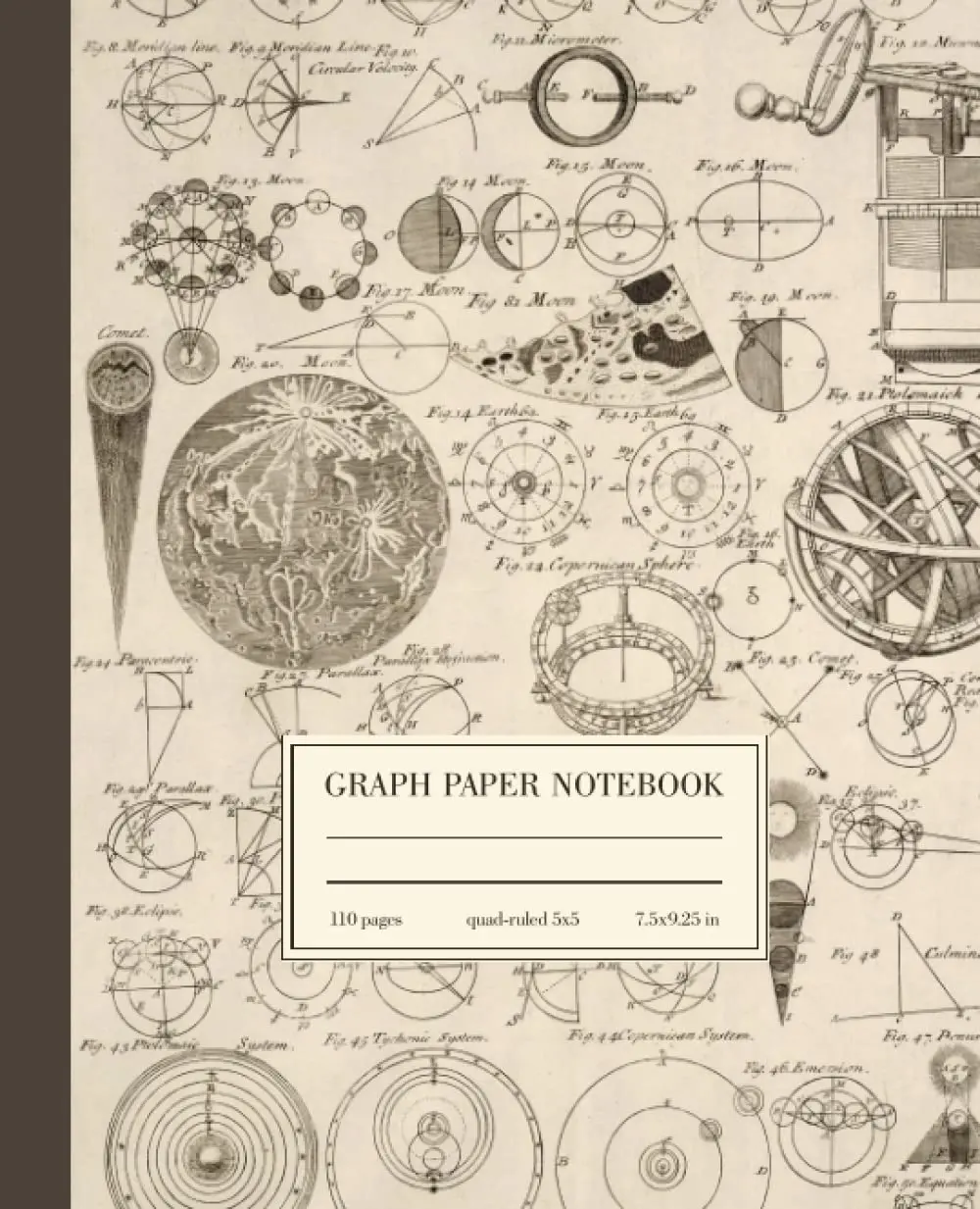 Graph Paper Notebook Quad Ruled 5x5: Astronomy Vintage Science Illustration | Aesthetic Composition Book For Math Physics Engineering Student | 5 squares per inch