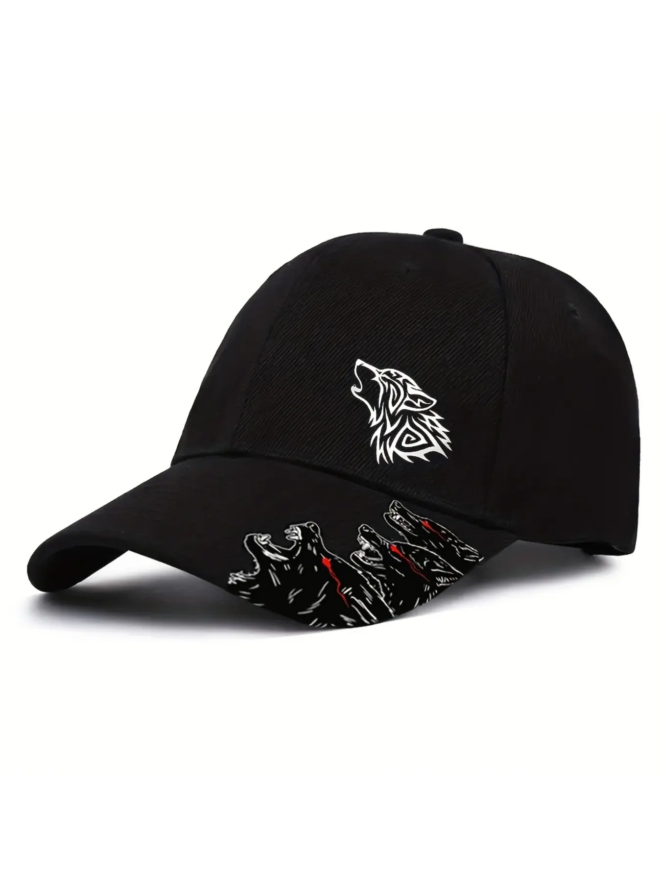 Unisex Wolf Print Baseball Cap, Animal Hats, Fashionable Hats, Street Fashion Outdoor Sports Hat, Premium Streetwear Hat, Adjustable Fitted Brim, Casual All Seasons Accessory