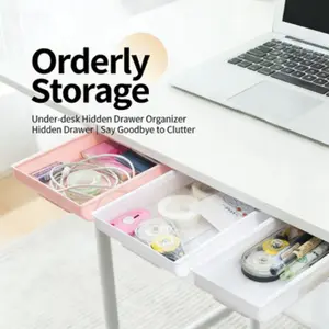 High-Efficiency Under-Desk Hidden Drawer Organizer Box | Student Desk & Office Stationery Storage | Figure Display Case | Desk Cable Organizer Desk Organizer Tidy