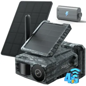Xega 4G Cellular Trail Cameras with Night Vision Motion Activated Waterproof, 2K Game Camera with Live View, Dual Solar Panel 9600mAh Battery, No Glow Wildlife Camera No WiFi, GPS, Built-in SIM Card