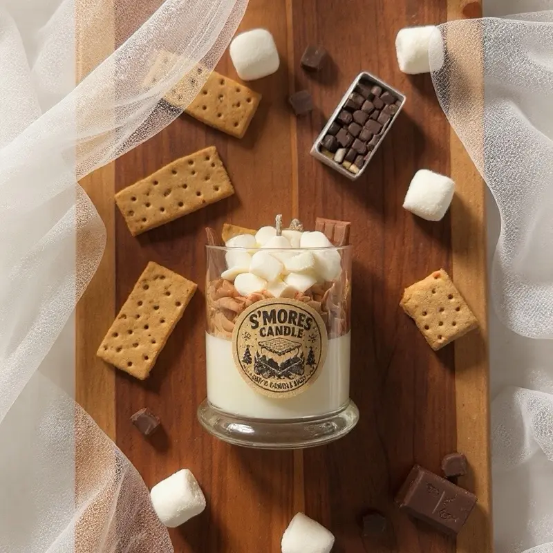 Omi’s Candle Shop | S'mores Scented Decorative Candle - High-Quality Wick, Even Burning, Long-Lasting Fragrance - Home Decor Candy Ornament, Room Aroma Freshener