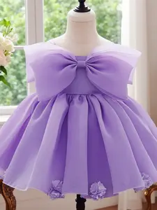 Baby Girl Pink Sweet Dress with Big Bow Design Young Girl Dress Fashionable and Textured Girl's Clothing Suitable for Parties and Casual Outings, Baby Girl Clothes