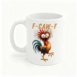 F-Caw-F Funny Chicken Mug, Chicken Humor Mug, Rooster Mug, Funny Gift Drinkware Glossy Drinkware Glossy Cup Ceramic Coffee Peace Tea Tumbler Reuse Reusable