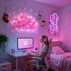 3D RGB LED Cloud Light, Clouds Light DIY Color Changing Night Light with Lightning Effect, Music Rhythm Light Effect, Colorful Atmosphere Lighting Suitable for Home, Party and Club Decoration, Gift for Christmas, LED Mood Light