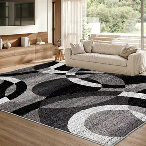 Velvet Rug with Simple Design Elements, Interchangeable Deep and Light Colors, Soft and Comfortable, Ideal for Living Room and Bedroom, Modern Abstract Rug