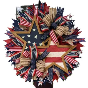4th of July & Easter Wreath, Patriotic Holiday Decor for Front Door, Home Festival Ornament