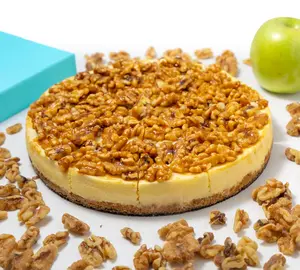 Andy Anand Sugar-Free Caramel Apple Cheesecake 9" 2.8 lbs. Keto & Diabetic Friendly, No Added Sugar. Real California Cream Cheese, Artisan, Reusable Tray