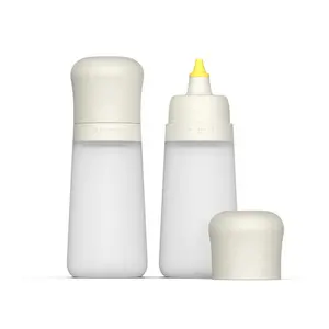 ZUUTII 2-Pack Silicone Squeeze Bottles , 300ml/10oz - Leakproof Sauce Bottles with Precision Tip for Oil, Condiments, Dressings, Kitchen, Travel(Begie)