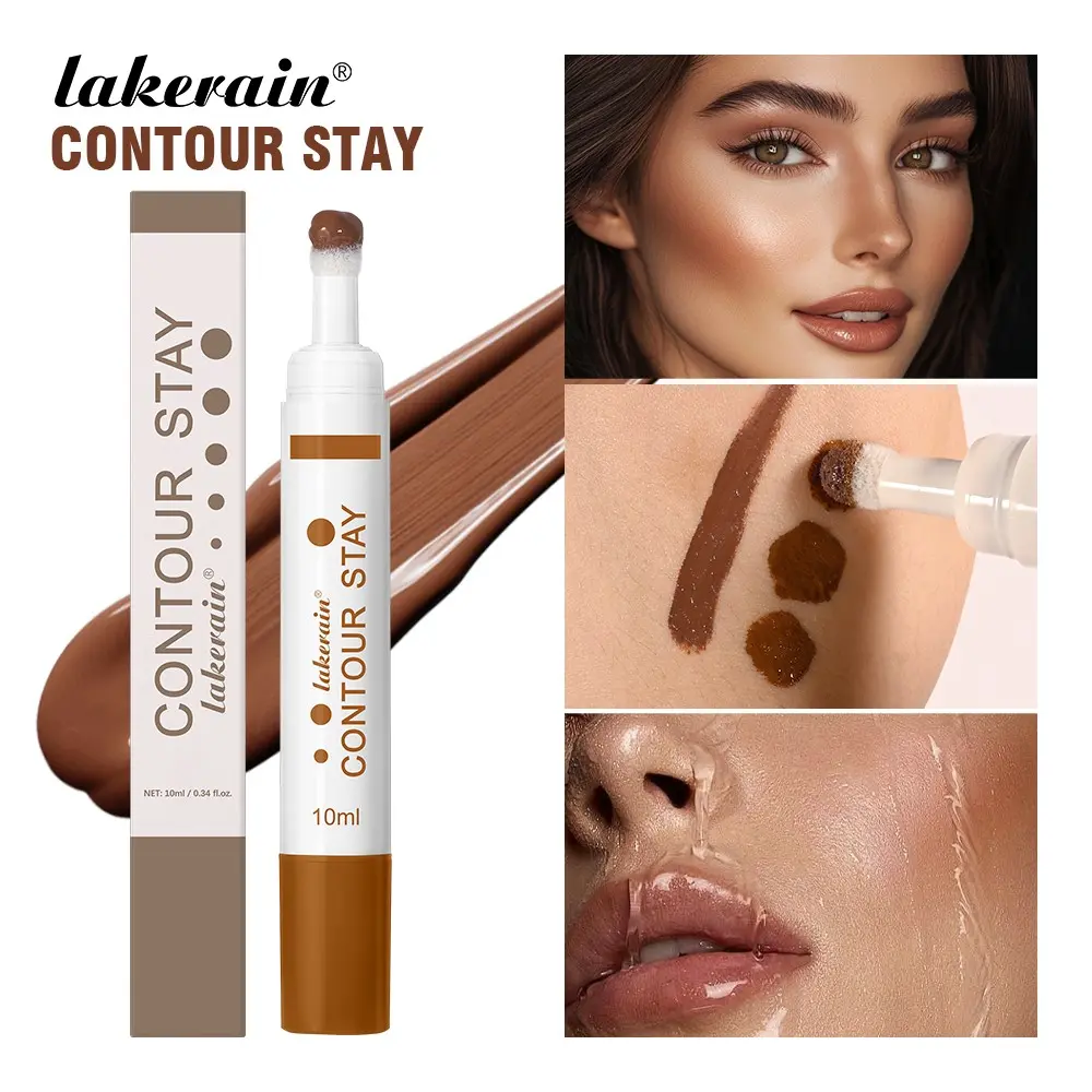 Lakerain 1 Count CONTOUR STAY liquid bronzer, Facial Contouring Makeup, Sponge-Tip Applicator for Easy Blending, Long-Lasting Smudge-Proof Formula, Multiple Shades to Define Slim Face, Everyday Makeup Quick Face Definition, Gift, Cosmetics Bronzer
