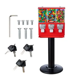 VEVOR Commercial Vending Machine, Four Compartment Rotatable Gumball and Candy Dispenser, Adjustable Height Coin Operated Candy Bank with Iron Stand, for Business Toy Capsules Bouncy Balls Nut, BlueVEVOR Super Brand Day