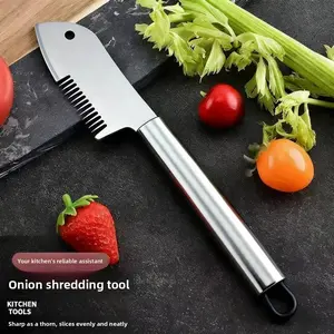 Stainless steel slicer/shredder, kitchen food grade, 3-in-1 for scallions, green onions, and other vegetables.