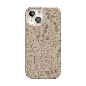 Casely iPhone 15 Plus Case | Beige Garden | Neutral Floral | Compatible with MagSafe | Classic Ultra Thin Design