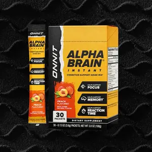 ONNIT Alpha Brain Instant Peach Flavor - Nootropic Brain Booster Memory Supplement - for Focus, Energy & Clarity - Alpha GPC Choline, Cats Claw, L-Theanine, Bacopa - 30ct