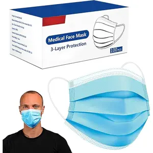 Face Masks Disposable 100 Pack, PFE>95%, 3 Ply Protection Face Masks for Adults General Use
