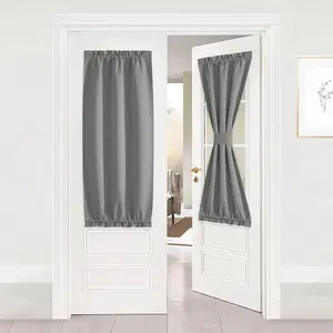NICETOWN Sidelight French Door Room Darkening Curtain Thermal Insulated Window Treatment Curtain for Narrow Glass Door Rod Pocket Blackout Drapes with Tieback 25 inch by 50 inch, Silver Grey, 1 Panel