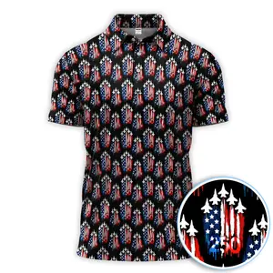 Patriotic Jet American Flag 250 Pattern Polo Shirt 250 Years of Freedom Classic Golf Print Lightweight Retro