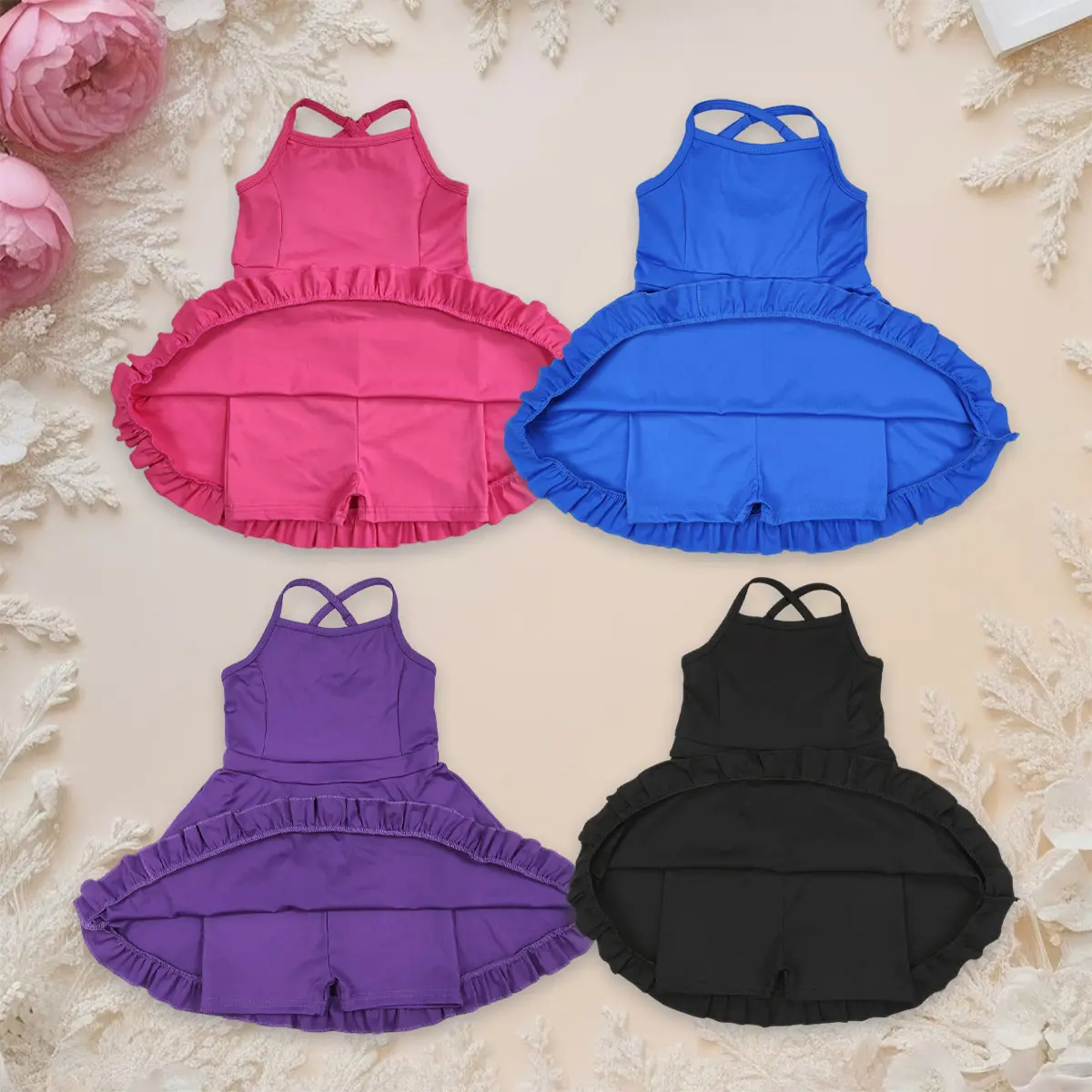 Teen Girls' Fitted Solid Color Knitted Dress - Sleeveless, Knee-Length, Casual Athletic Tank Dress, Solid Color Dress