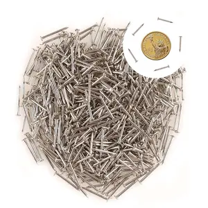 500pcs Small Nail Round Head Tiny Nails String Art Nails Hand-Made Hardware Accessories Fasteners Mini Nails 1.5mm X 15mm/0.06"X0.6"(DXL) Silver