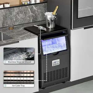 OEDRO Black Commercial Under Counter Ice Maker Machine 130lbs, ETL & DOE Certificated Ice Machine Commercial, Big Ice Makers Freestanding for Home Cafe Bar Restaurant 44pcs with 33lbs Storage Bin