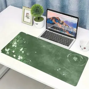 1pc Mouse Pad Extended Table Mat | White Flower Design Desk Mat for Office Home Decor, Polyester Material, Suitable for Office & Home Use, Desk Accessories