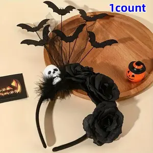 Halloween Themed Bat Design Headband, 1 Count Bat Design Hair Hoop, Halloween Costume Accessories for Women & Girls, Party Supplies, Soft Headband