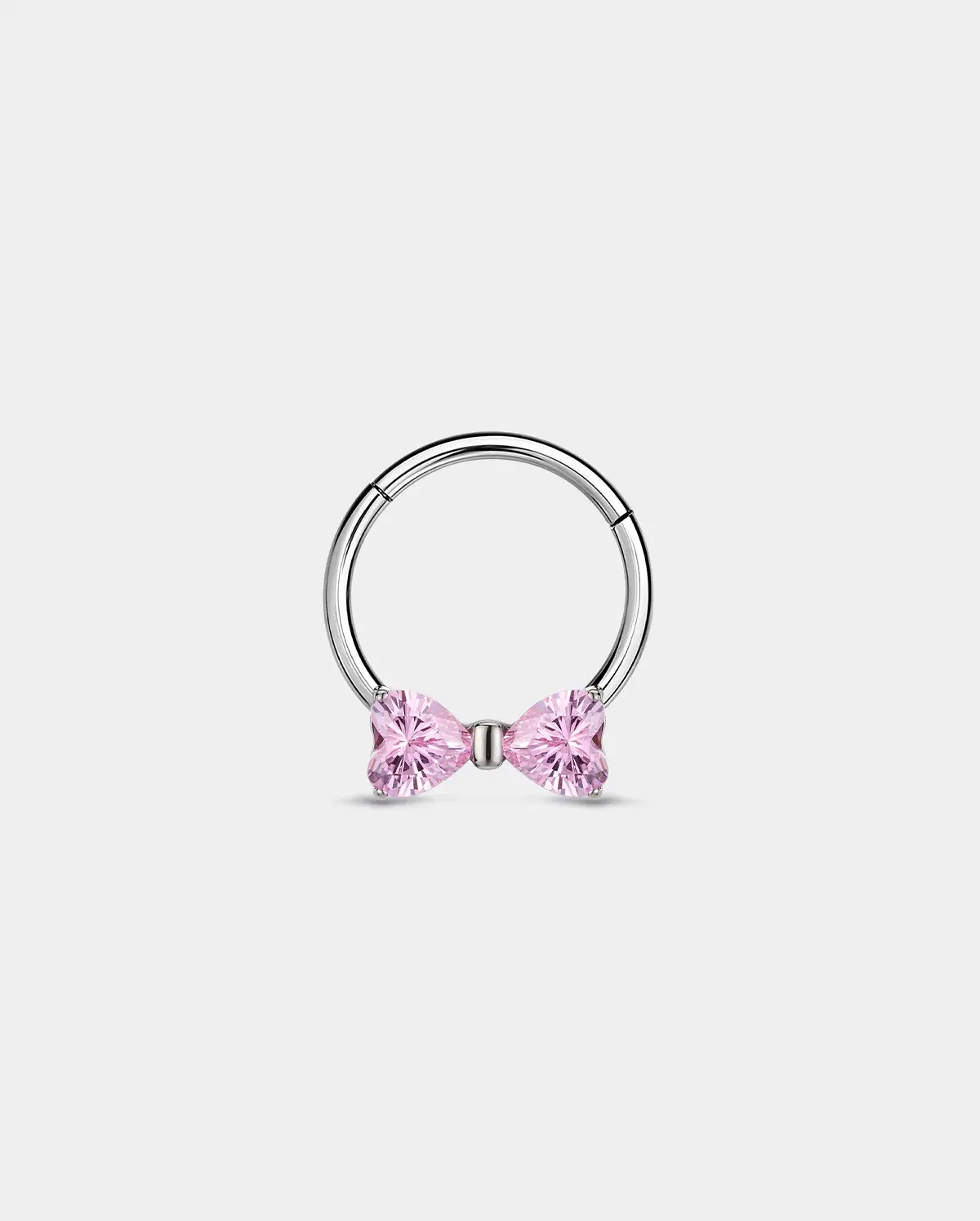 Pink CZ Bow Titanium Septum Ring