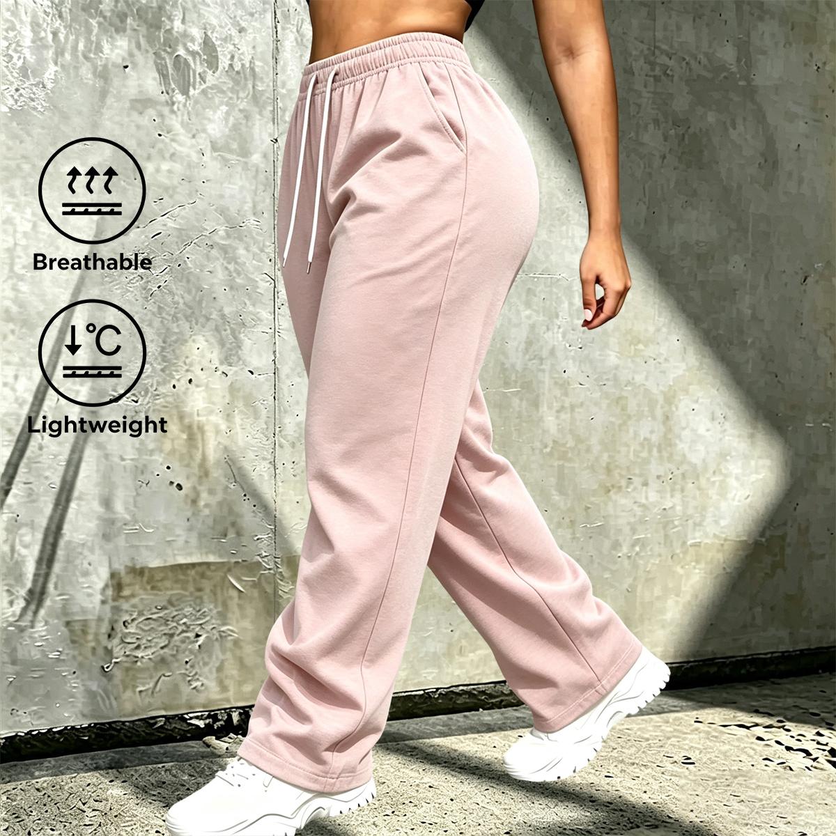 Two-pack elegant casual long pants—fashionable sport trousers with a double-pocket design, machine washable women’s pants that are versatile for home and outdoor wear.
