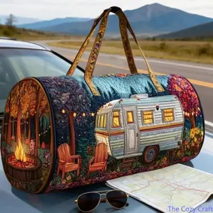 RV Camping 3D Printed Duffle Bag, Stylish Lightweight Gym Sports Weekender Bag, Trendy Large Capacity Overnight Luggage Carryall for Road Trip, Outdoor Camping, Workout & Weekend Getaway