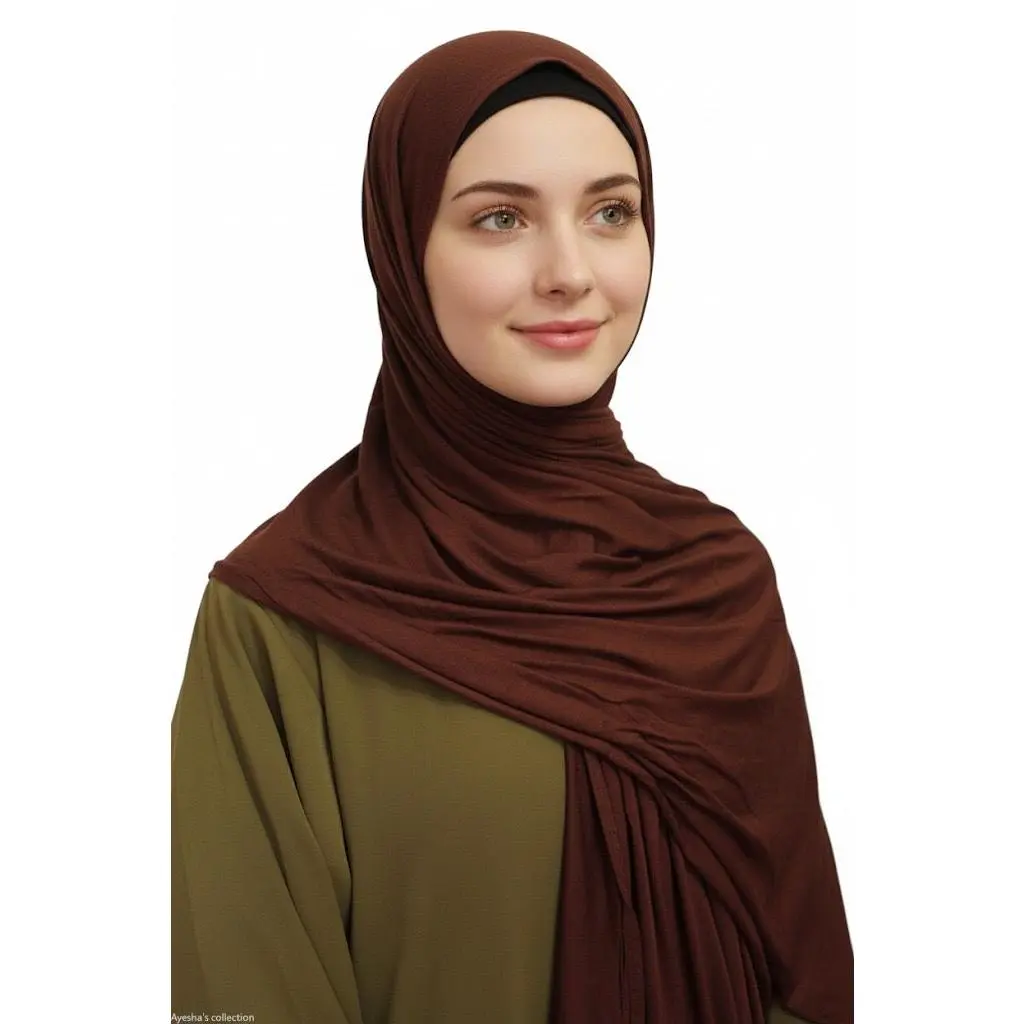 Premium Quality Cotton Jersey Hijab / Shawl | Coffee Brown