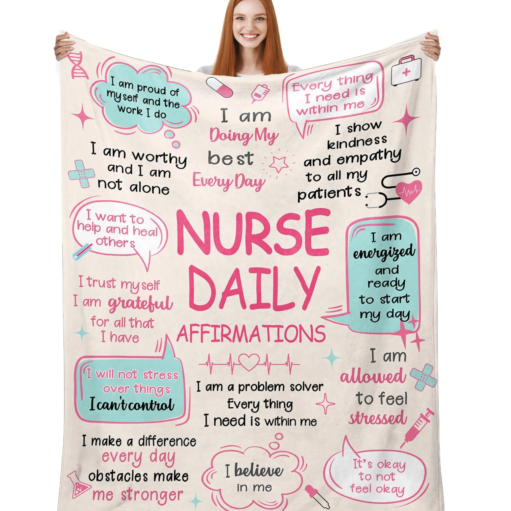 1PC Women nurse blanket, women nurse appreciation gift, nurse gifts, school nurse, graduation gift, nurse, Heartwarming Blanket Gift, Heartfelt Gift Blanket