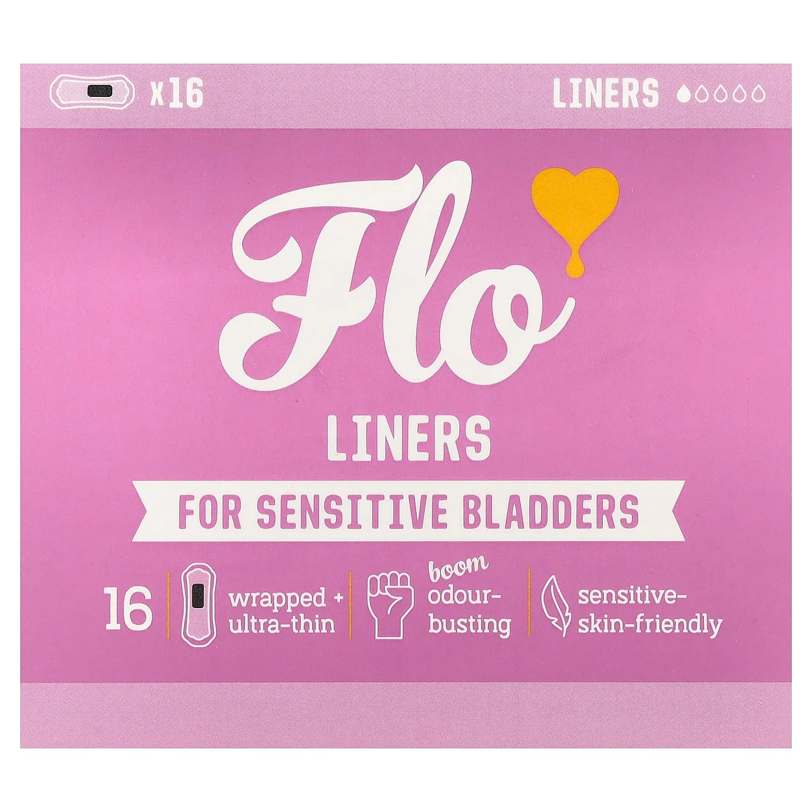 Here We Flo Liners, For Sensitive Bladders, Ultra-Thin, 16 Liners