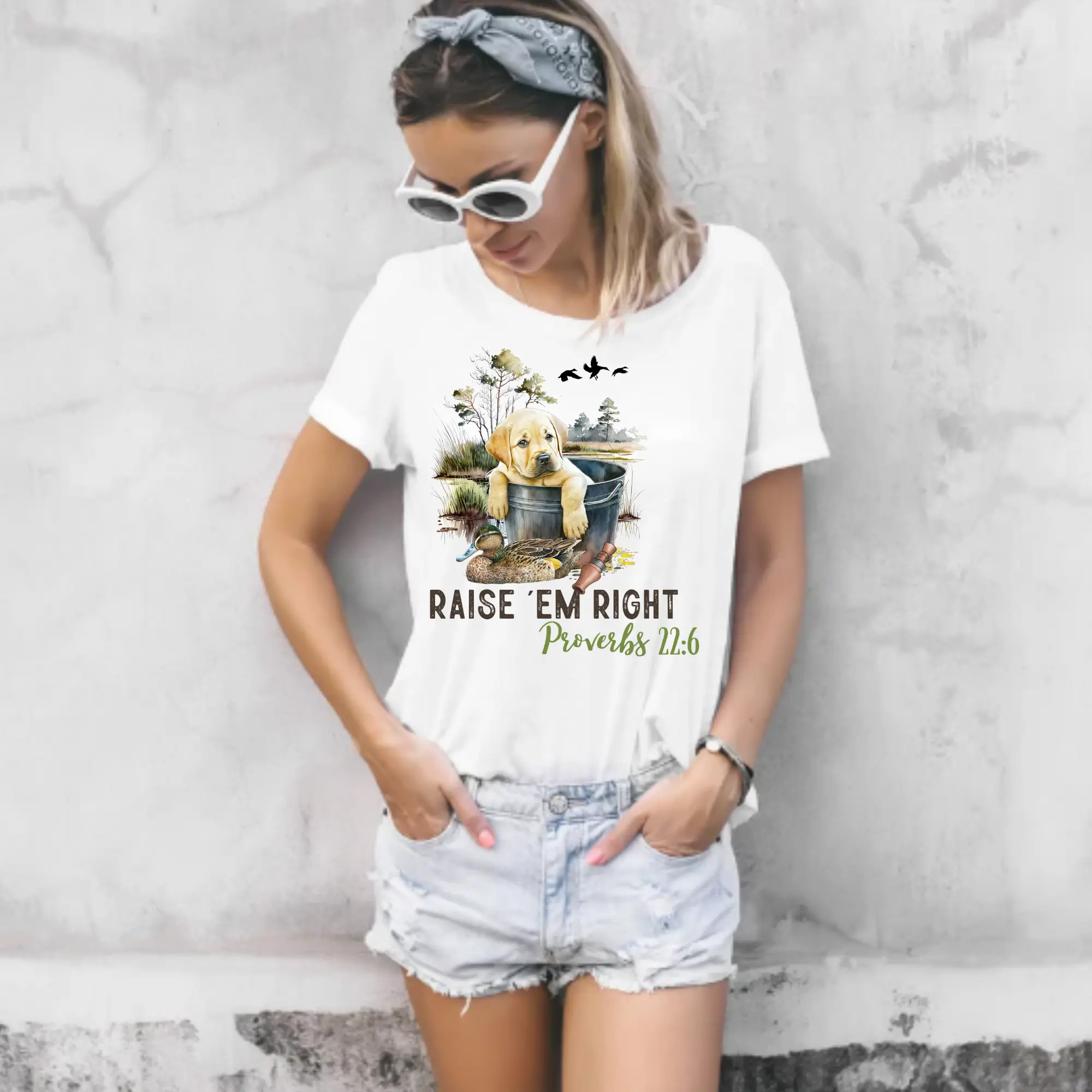 Raise 'Em Right Proverbs 22:6  With Cute Puppy Direct To Film Print, DTF Print , Ready To Press Print For T-Shirts