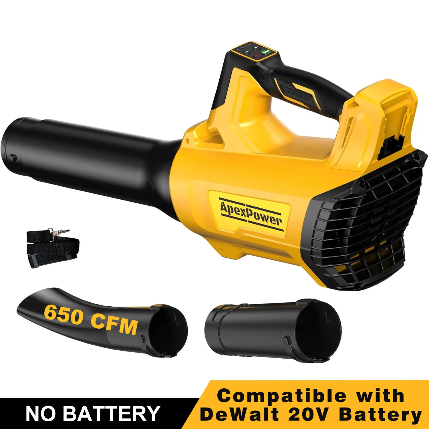 Cordless Portable Leaf Blower for DEWALT 20V Max Battery - 650 CFM/160 MPH Brushless Motor, Turbo Mode, Adjustable Speed, Lock-On Switch for Lawn Care, Patio Cleaning