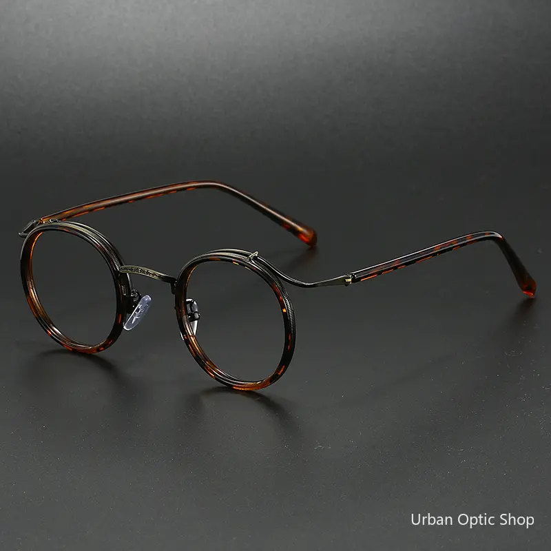 Unisex Retro Circle Adult Eyewear - Ultralight Stainless Steel Alloy Full-Rim PC Frame Glasses, Statement Frames for Computer Work, Protective Optical Eyewear, Pc Frame Eyewear