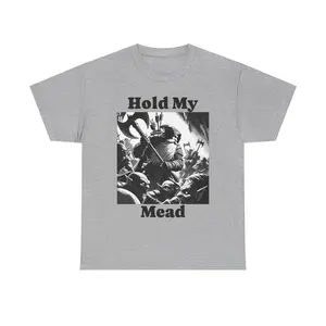 Gildan Hold My Mead Dwarven Warrior T-Shirt Unisex Heavy Cotton Tee Casual Comfort Classic Fit Ethical Sustainable Fashion Top