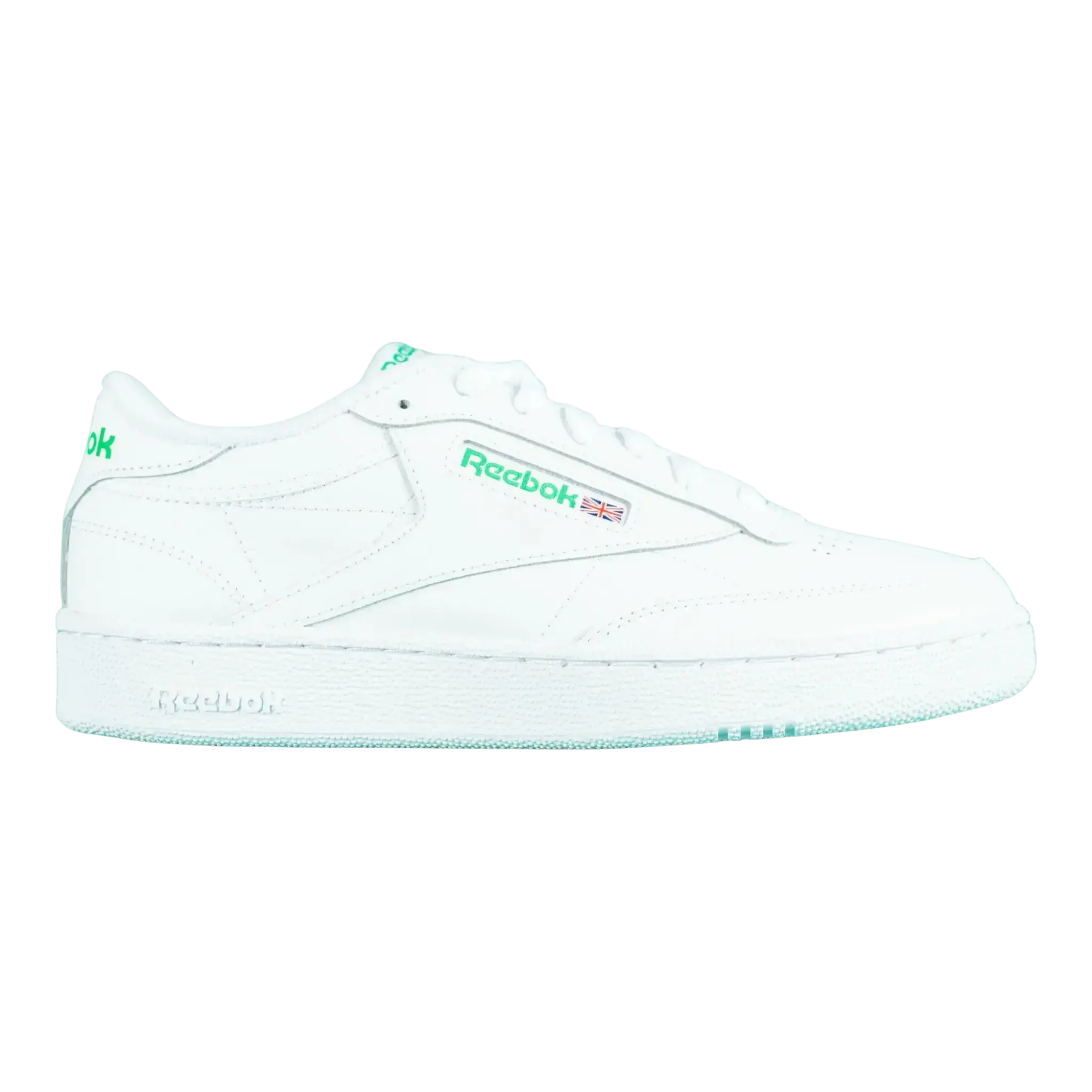 Reebok Classic Club C 85 Sneaker in White/Green Leather | Men's