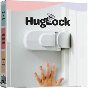 Huglock - The Snap-On Door Lock Kids Can't Reach or Defeat - No Tools or Adhesives Required - Works With Door Knob, Lever or Handle - Childproof Safety Locks are Toddler, Baby and Child Proof High Chair Car Seat