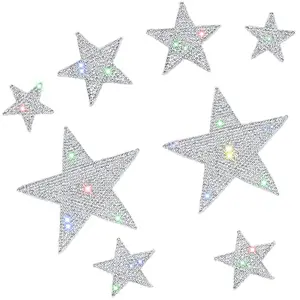 8 Pieces Rhinestone Star Stickers Bling Car Decals Crystal Self Adhesive Glitter Auto Emblem Decoration For Bumper Window Laptops Luggage