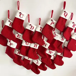 Letter Christmas Stocking Knitted Yarn Holiday Decoration, Festive Hanging Ornament for Xmas Decor, Unique Gift Idea for Family Celebrations