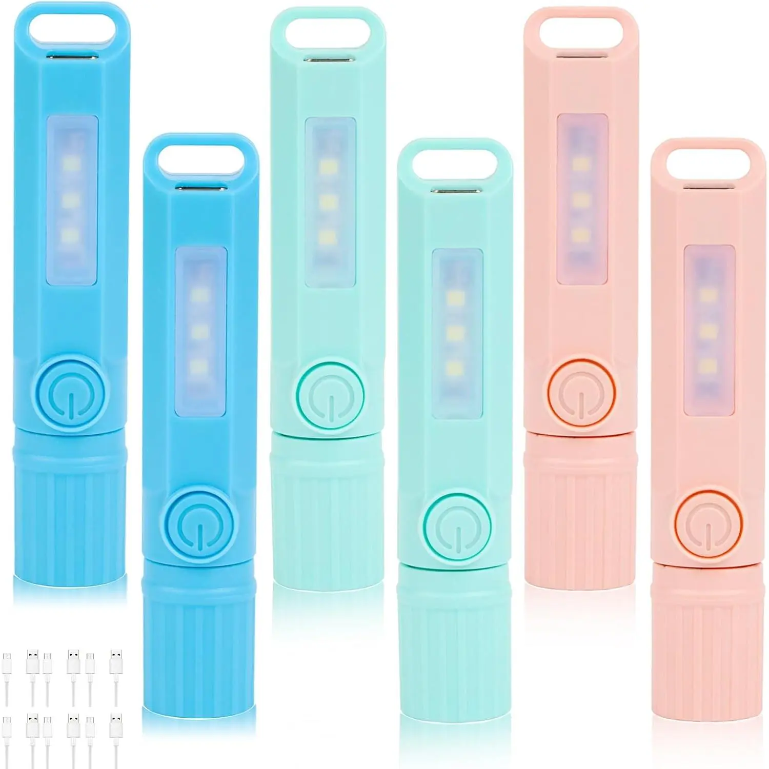 6 Pack Rechargeable Flashlights USB C Mini LED Flashlights, Camping Lantern Combo Flashlight, Ultralight Zoomable Flashlights, for Kids Gift, Camping, Hiking, Night Reading etc (6 Pack)
